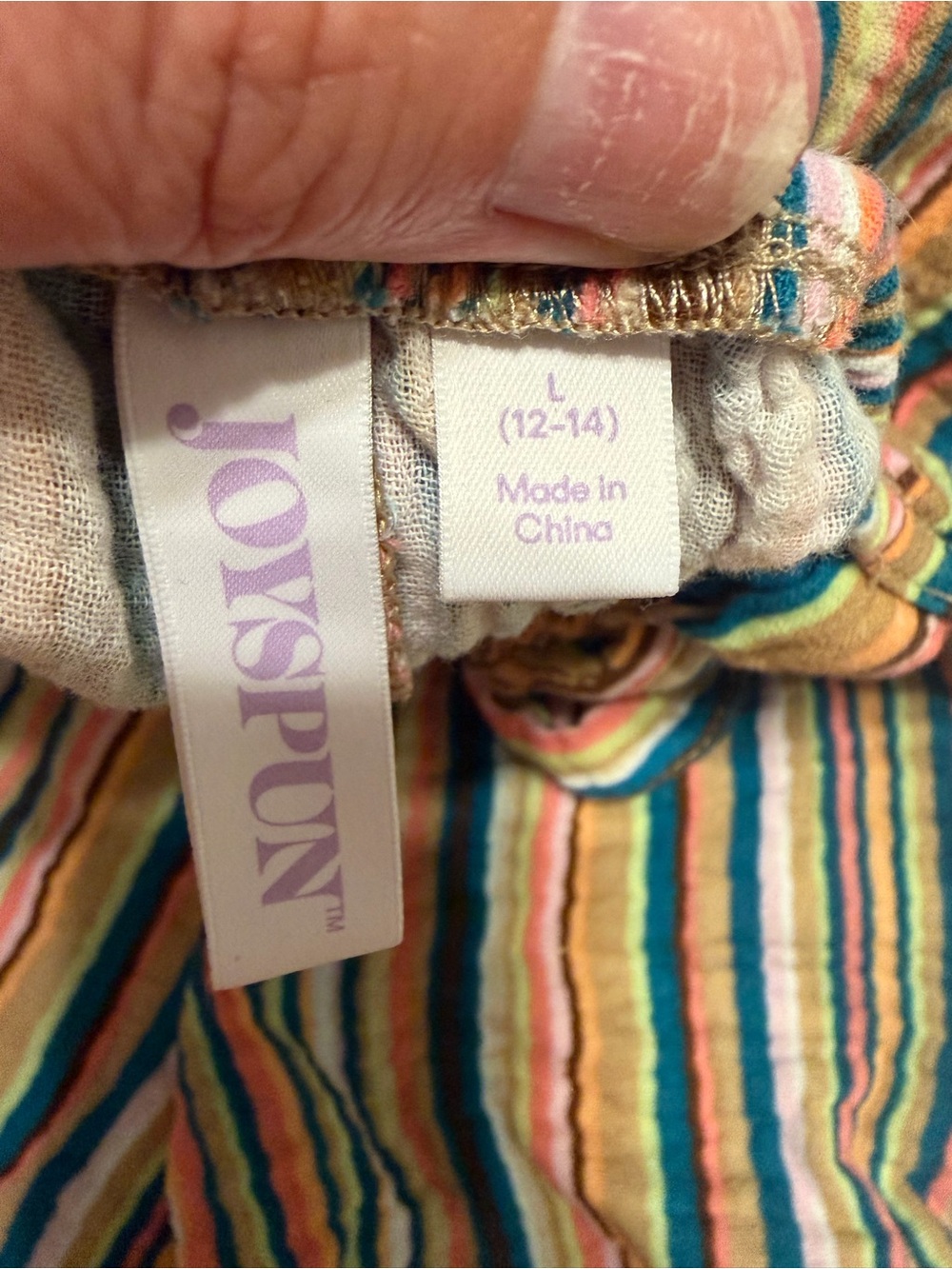 Striped Multicolor Smocked Two-Piece Pajama Set - Blue & Pink Accent - Picture 2 of 2